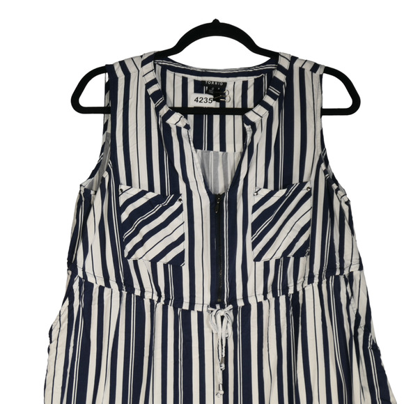 Torrid Blue White Dress Womens Size 0 XL Pockets Stretch Elastic Draw Waist - Picture 2 of 9